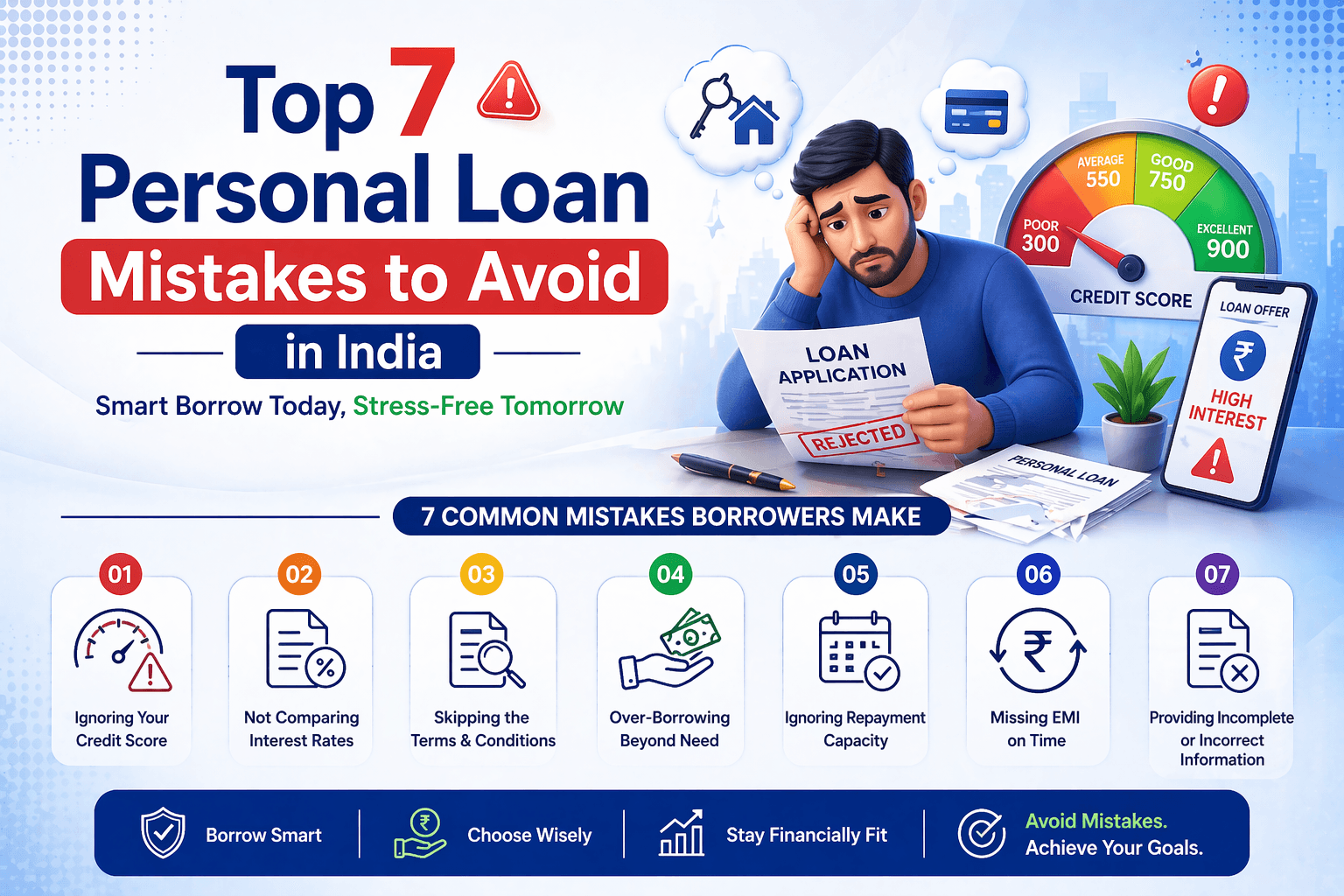 Personal loan mistake, top personal loan mistakes, personal loan mistakes India, loan mistakes to avoid, personal loan tips India, common loan mistakes, loan application mistakes, credit score mistakes, loan repayment mistakes, personal loan interest mistakes, financial mistakes India, borrowing mistakes, loan approval tips, personal loan rejection reasons, EMI mistakes, debt management India