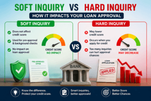 soft inquiry vs hard inquiry, soft vs hard credit inquiry, what is a soft inquiry, what is a hard inquiry, does hard inquiry affect credit score, credit inquiry impact on loan approval, how many hard inquiries are too many, does checking loan eligibility affect CIBIL score, soft pull vs hard pull credit, does a hard inquiry hurt your credit score in India, difference between soft and hard inquiry in CIBIL, how lenders check credit score for loans, can multiple inquiries reduce loan approval chances, how to avoid hard inquiries on credit report